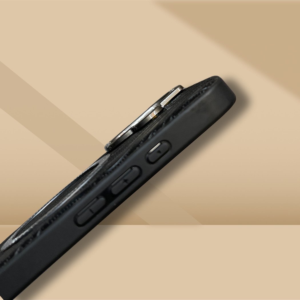 RichCase™ Elite Black Leather Texture MagSafe Case for iPhone 16 – Textured Wave Design with Magnetic Precision - Image 4