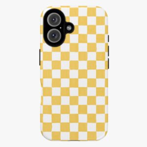 Yellow Checkered Print Premium Phone Cover